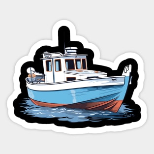 boat illustrator design Sticker